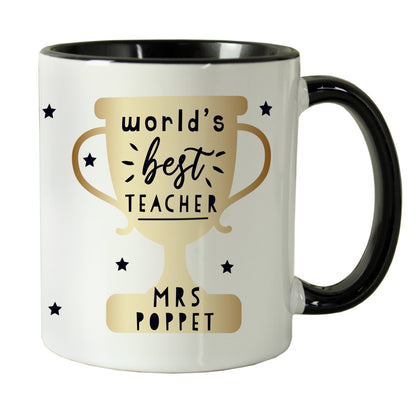 Personalised World's Best Teacher Trophy Black Handled Mug - image 5