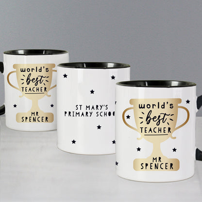Personalised World's Best Teacher Trophy Black Handled Mug - image 6