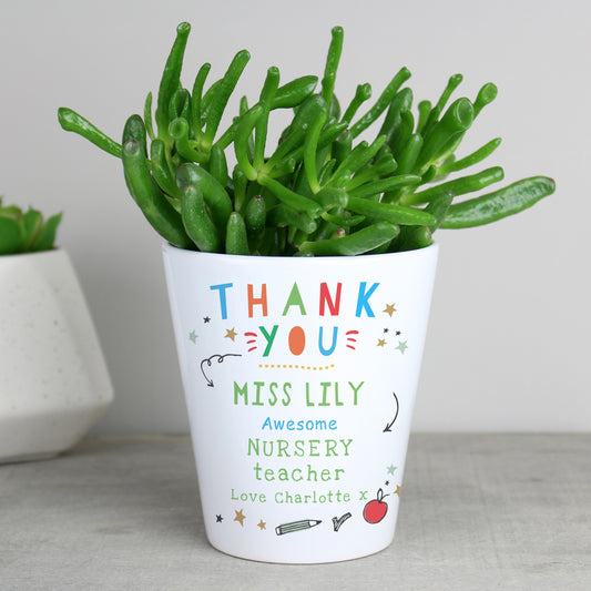 Personalised Thank You Teacher Plant Pot from Heartfelt Gifts