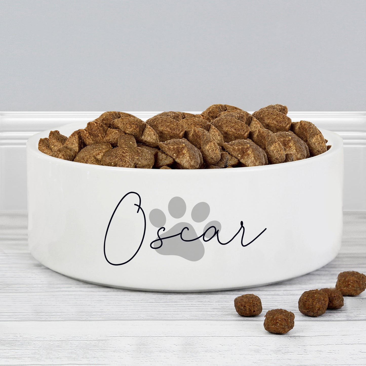 Personalised Grey Paw Print Name 15cm Medium Pet Bowl from Heartfelt Gifts