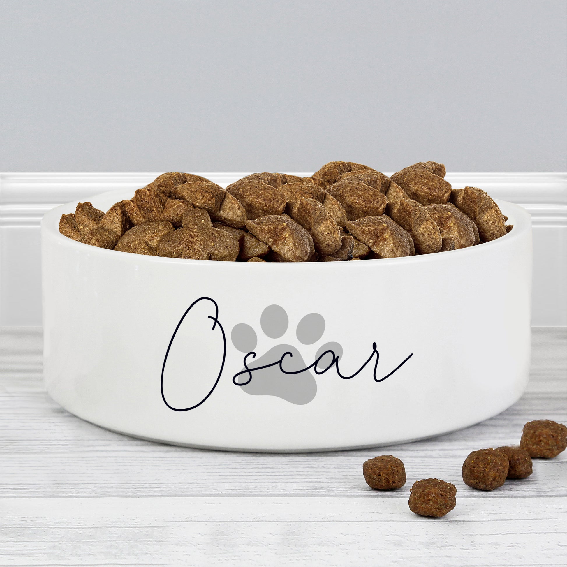 Personalised Grey Paw Print Name 15cm Medium Pet Bowl from Heartfelt Gifts