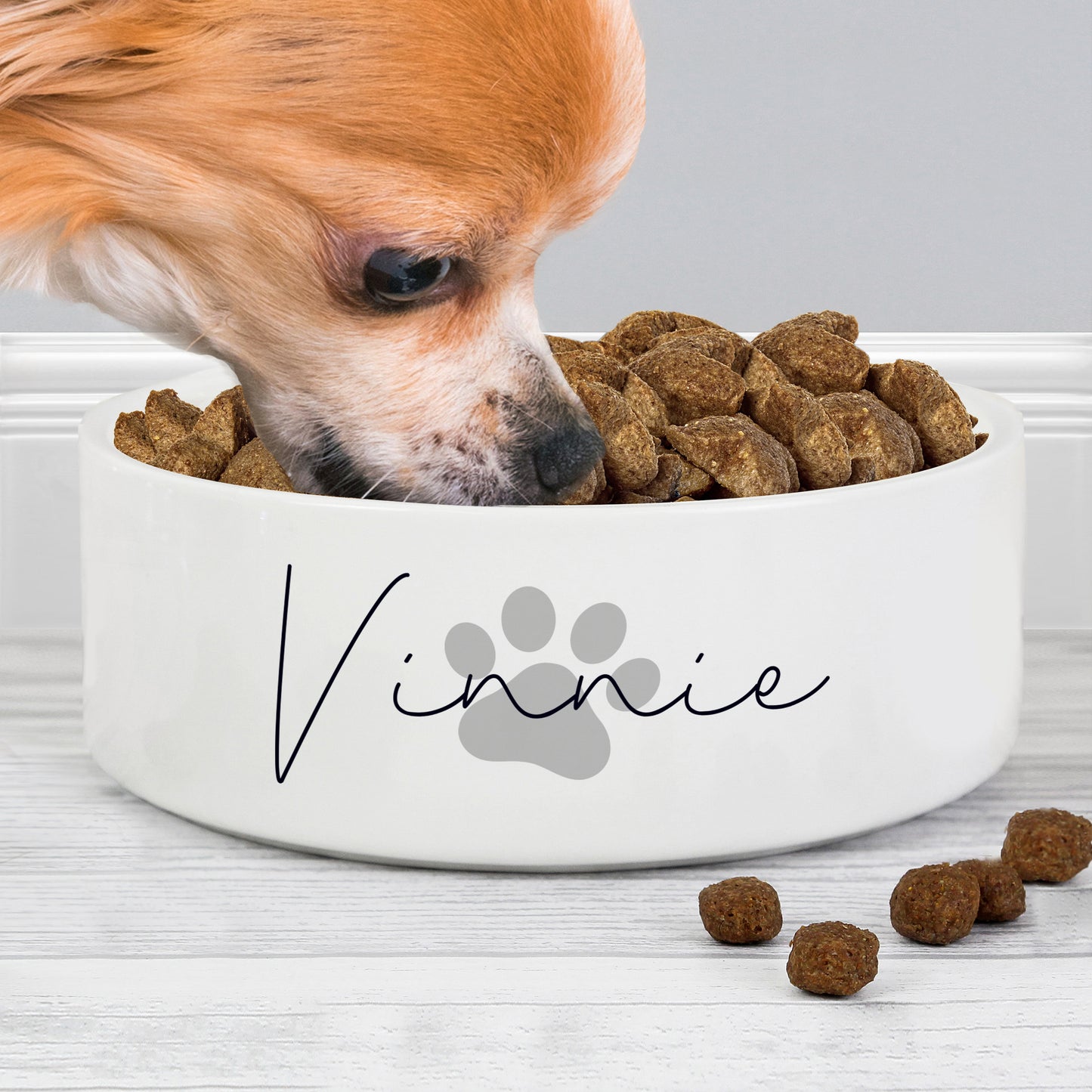 Personalised Grey Paw Print Name 15cm Medium Pet Bowl - image 2