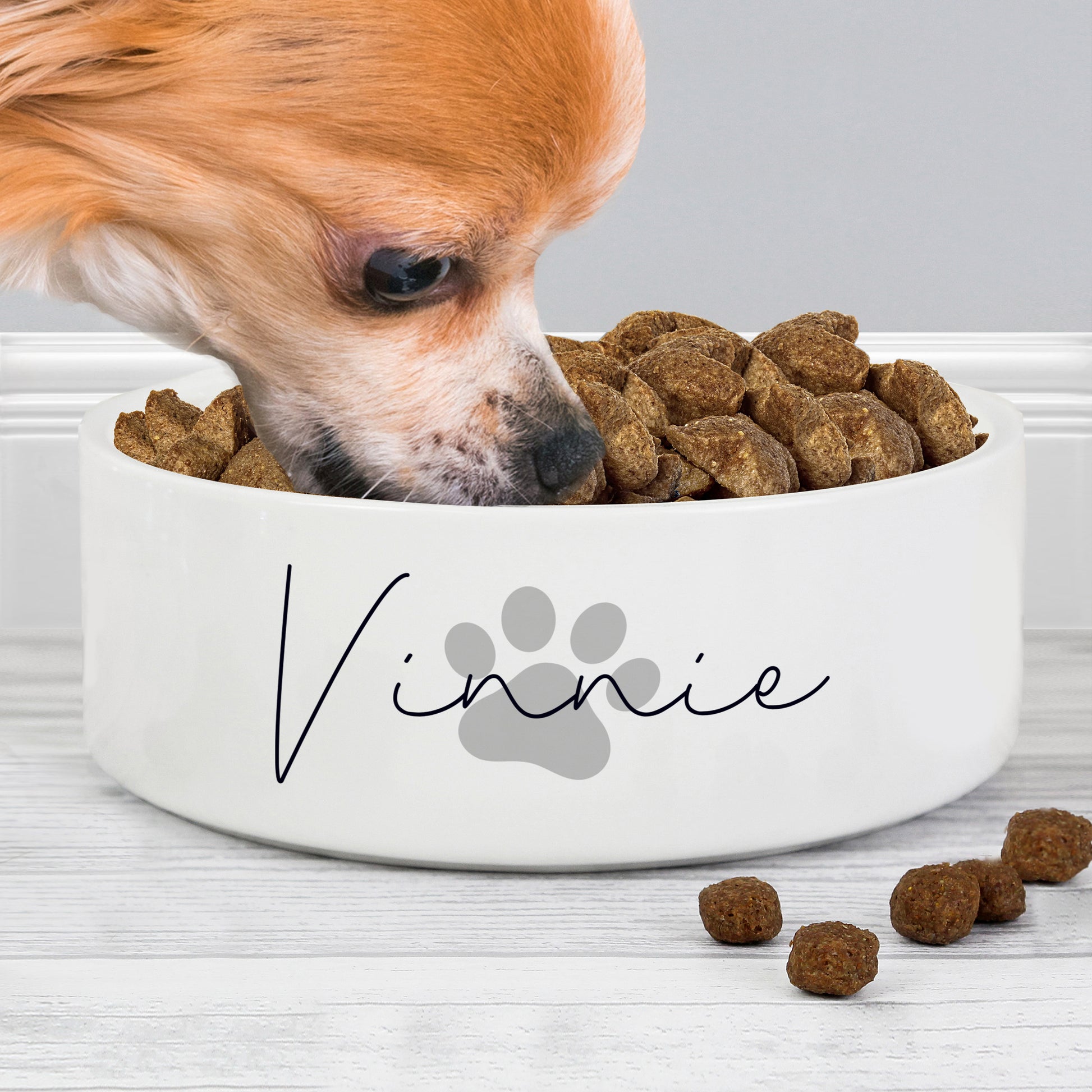 Personalised Grey Paw Print Name 15cm Medium Pet Bowl - image 2