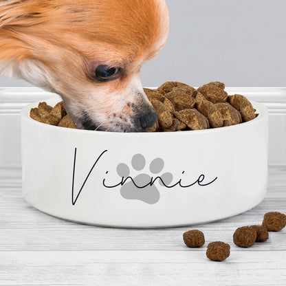 Personalised Grey Paw Print Name 15cm Medium Pet Bowl - image 2