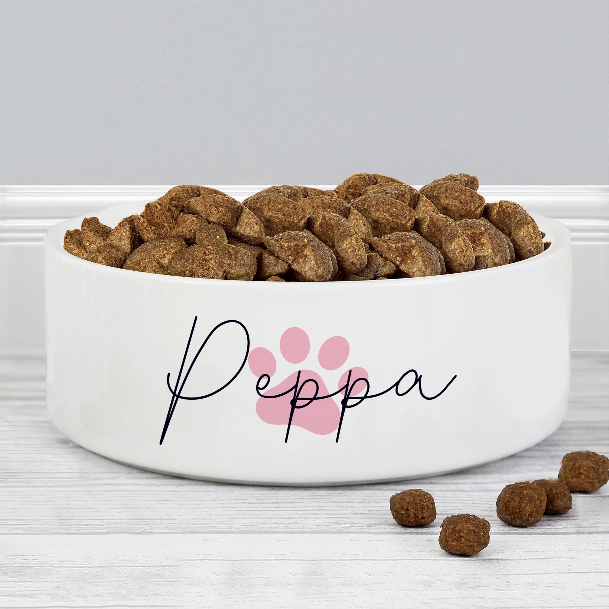 Personalised Pink Paw Print Name 15cm Medium Pet Bowl from Heartfelt Gifts