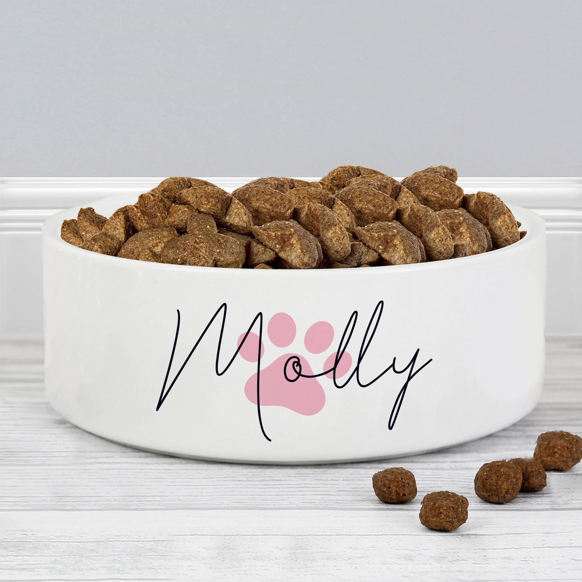 Personalised Pink Paw Print Name 15cm Medium Pet Bowl - image 3
