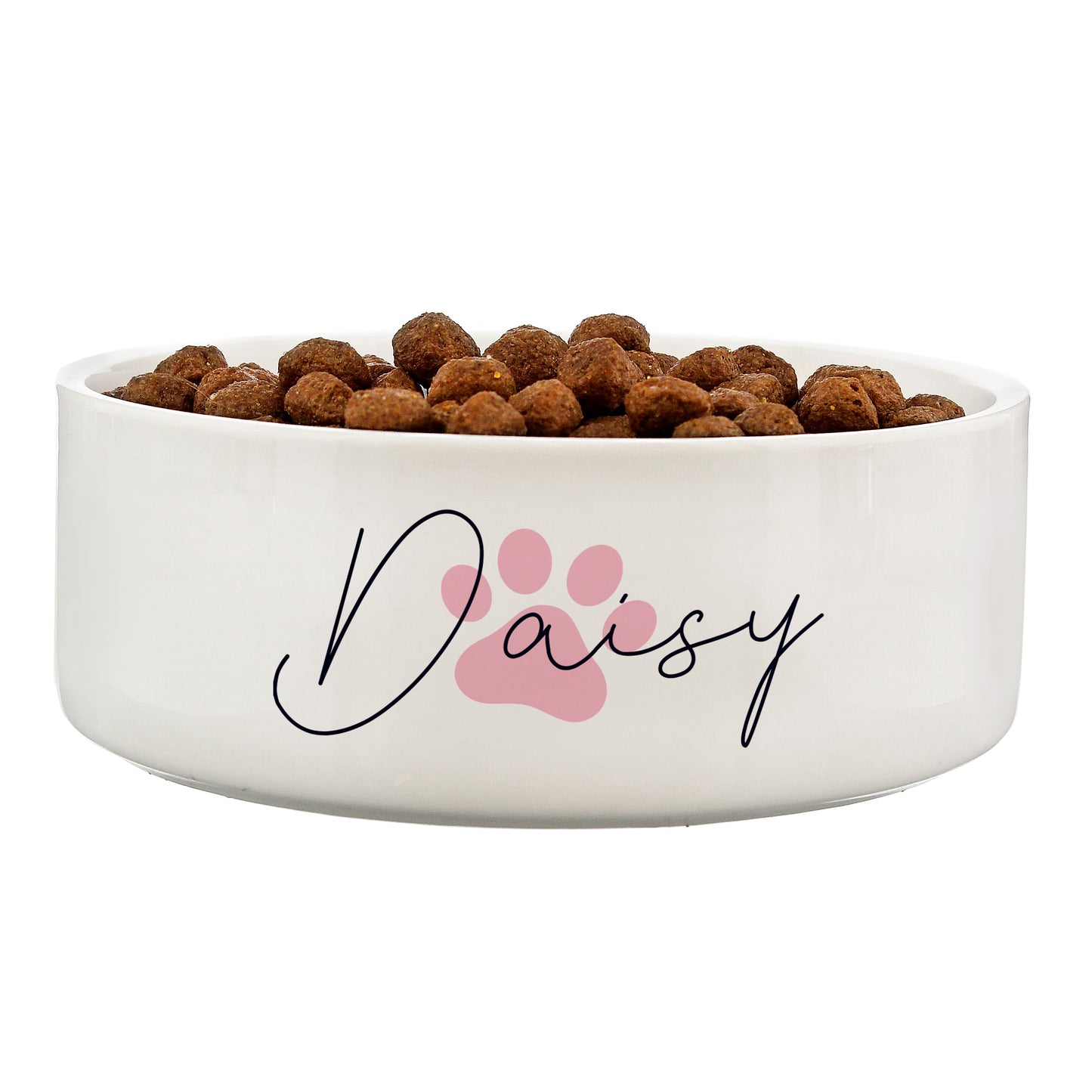 Personalised Pink Paw Print Name 15cm Medium Pet Bowl - image 4