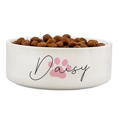 Personalised Pink Paw Print Name 15cm Medium Pet Bowl - image 4