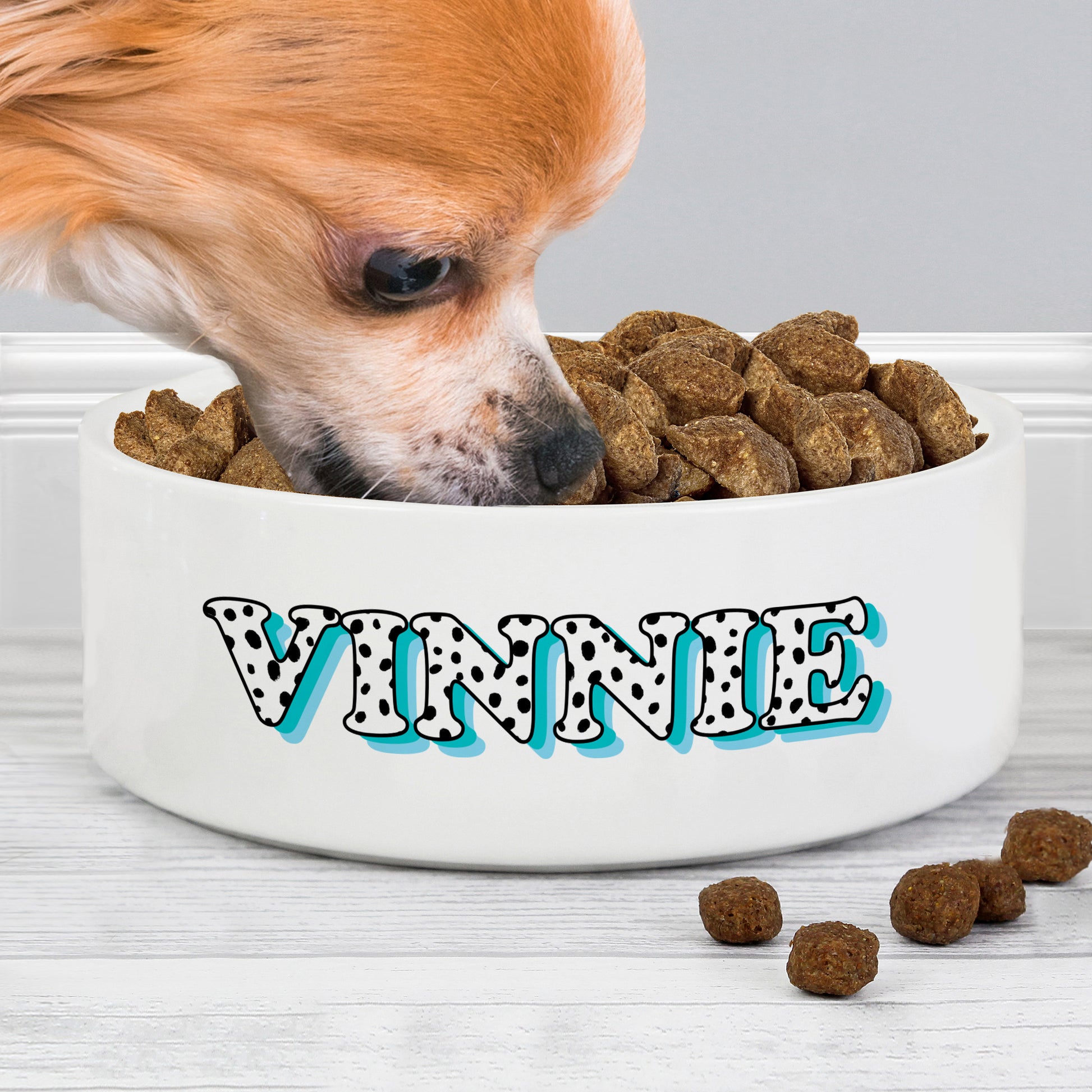 Personalised Blue Spots Name 15cm Medium Pet Bowl - image 2