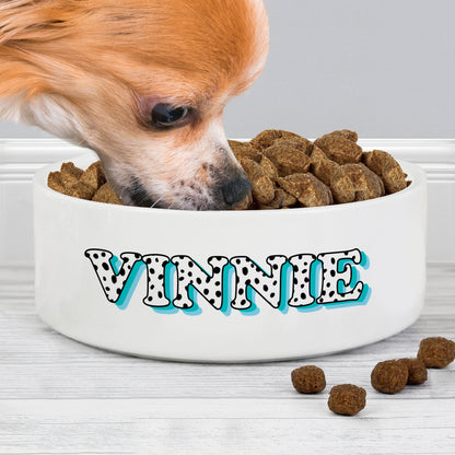 Personalised Blue Spots Name 15cm Medium Pet Bowl - image 2