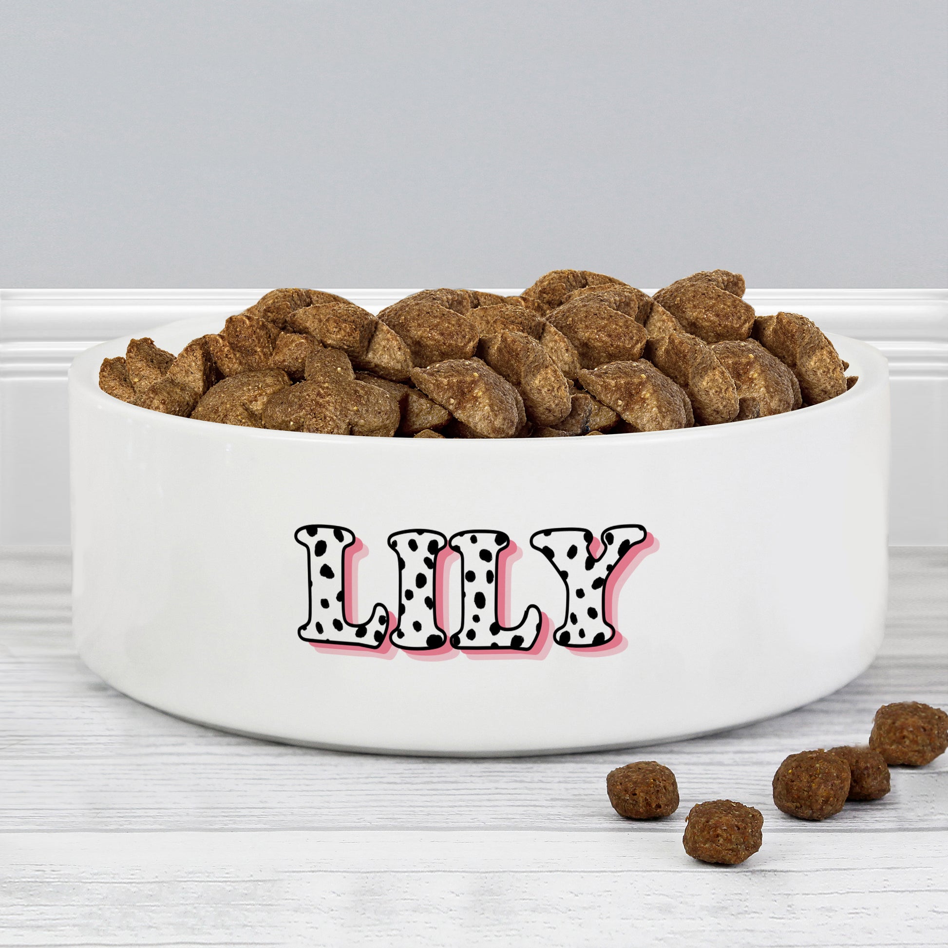 Personalised Pink Spots Name 15cm Medium Pet Bowl from Heartfelt Gifts