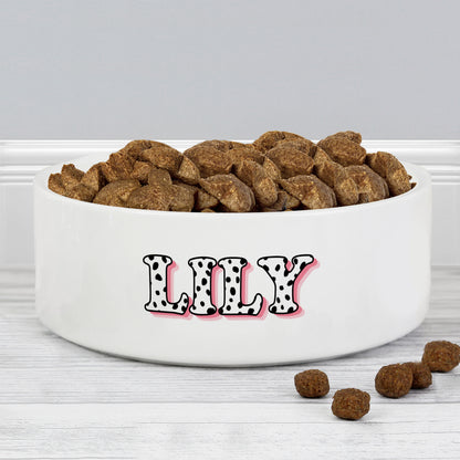 Personalised Pink Spots Name 15cm Medium Pet Bowl from Heartfelt Gifts