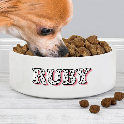 Personalised Pink Spots Name 15cm Medium Pet Bowl - image 2