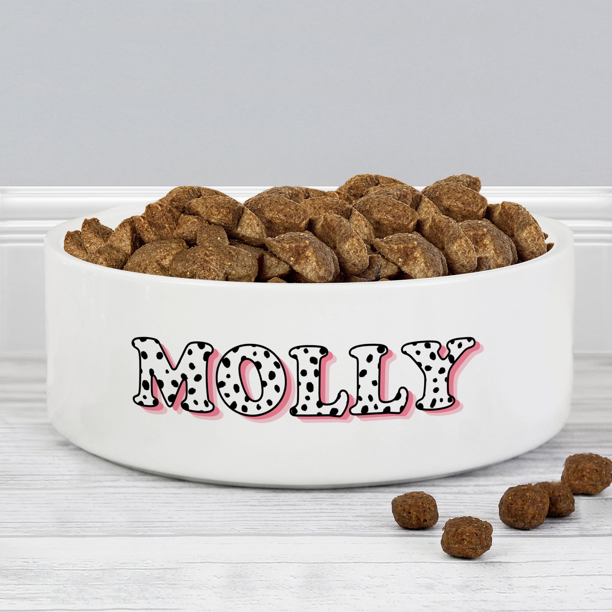 Personalised Pink Spots Name 15cm Medium Pet Bowl - image 3
