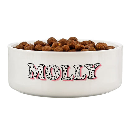 Personalised Pink Spots Name 15cm Medium Pet Bowl - image 4