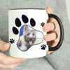 Personalised Paw Print Pet Photo Upload Black Handled Mug