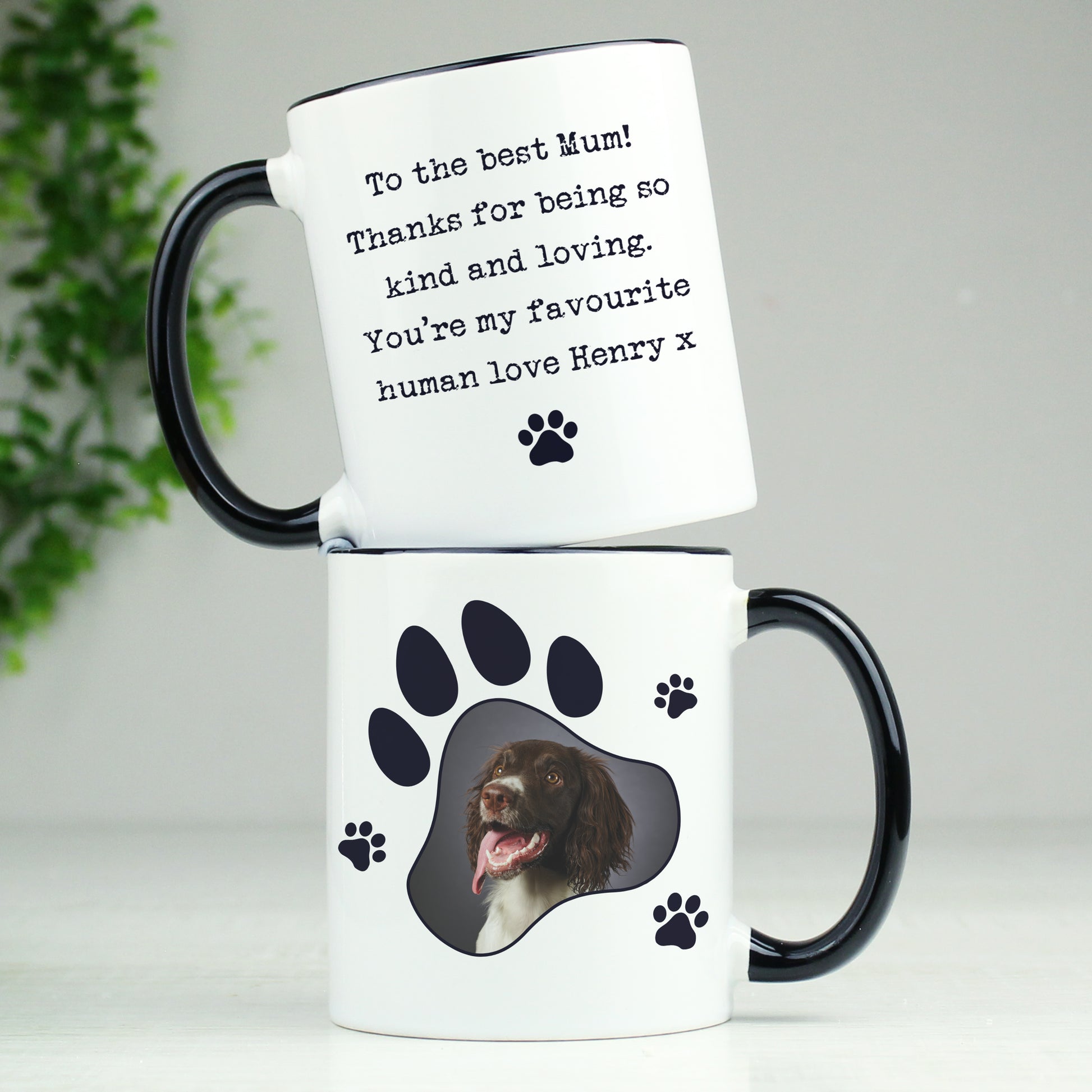Personalised Paw Print Pet Photo Upload Black Handled Mug - image 3