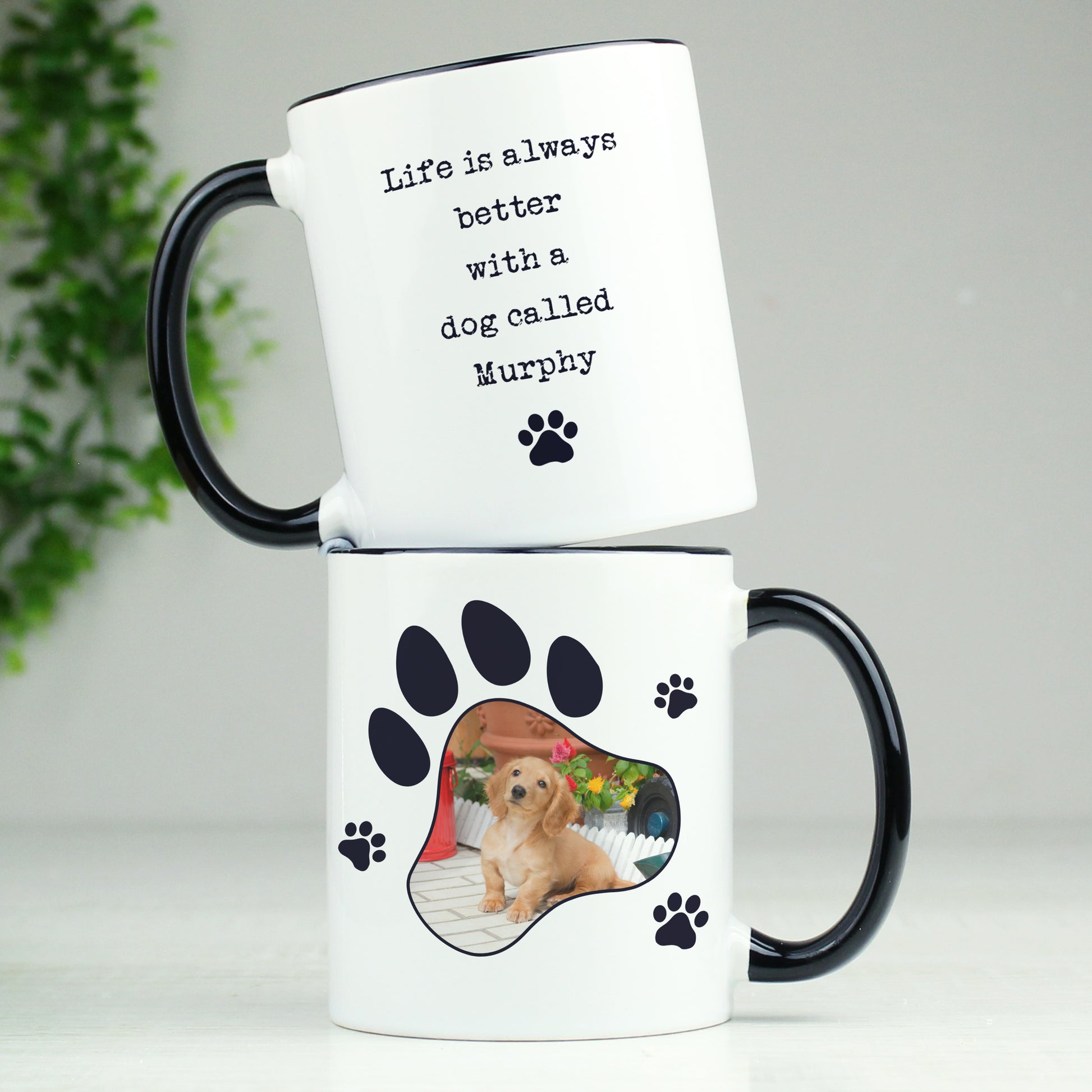 Personalised Paw Print Pet Photo Upload Black Handled Mug - image 4
