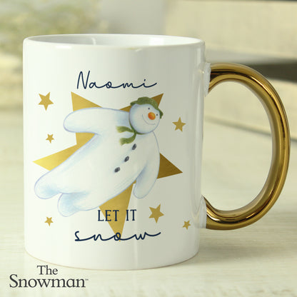 Personalised The Snowman Let it Snow Gold Handed Mug - image 3