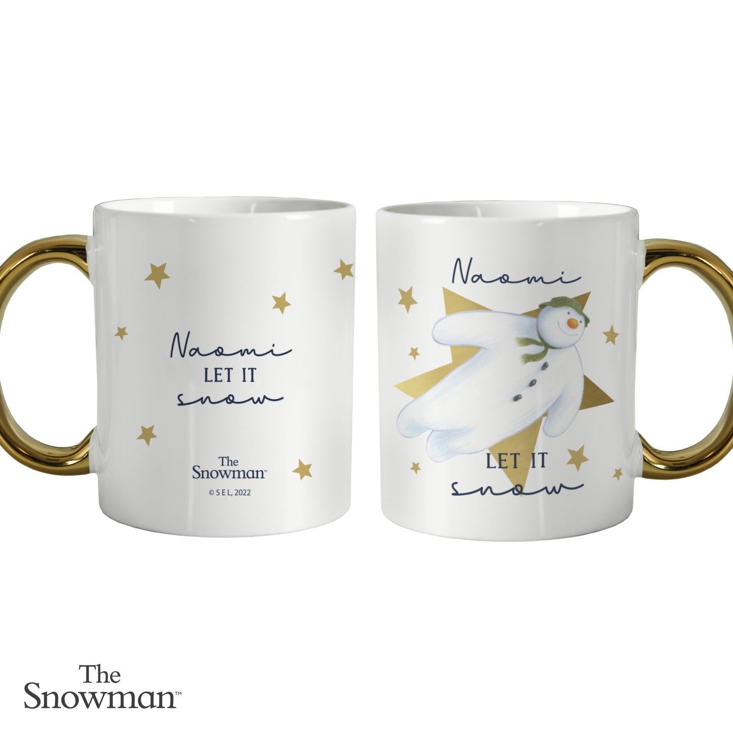 Personalised The Snowman Let it Snow Gold Handed Mug - image 4