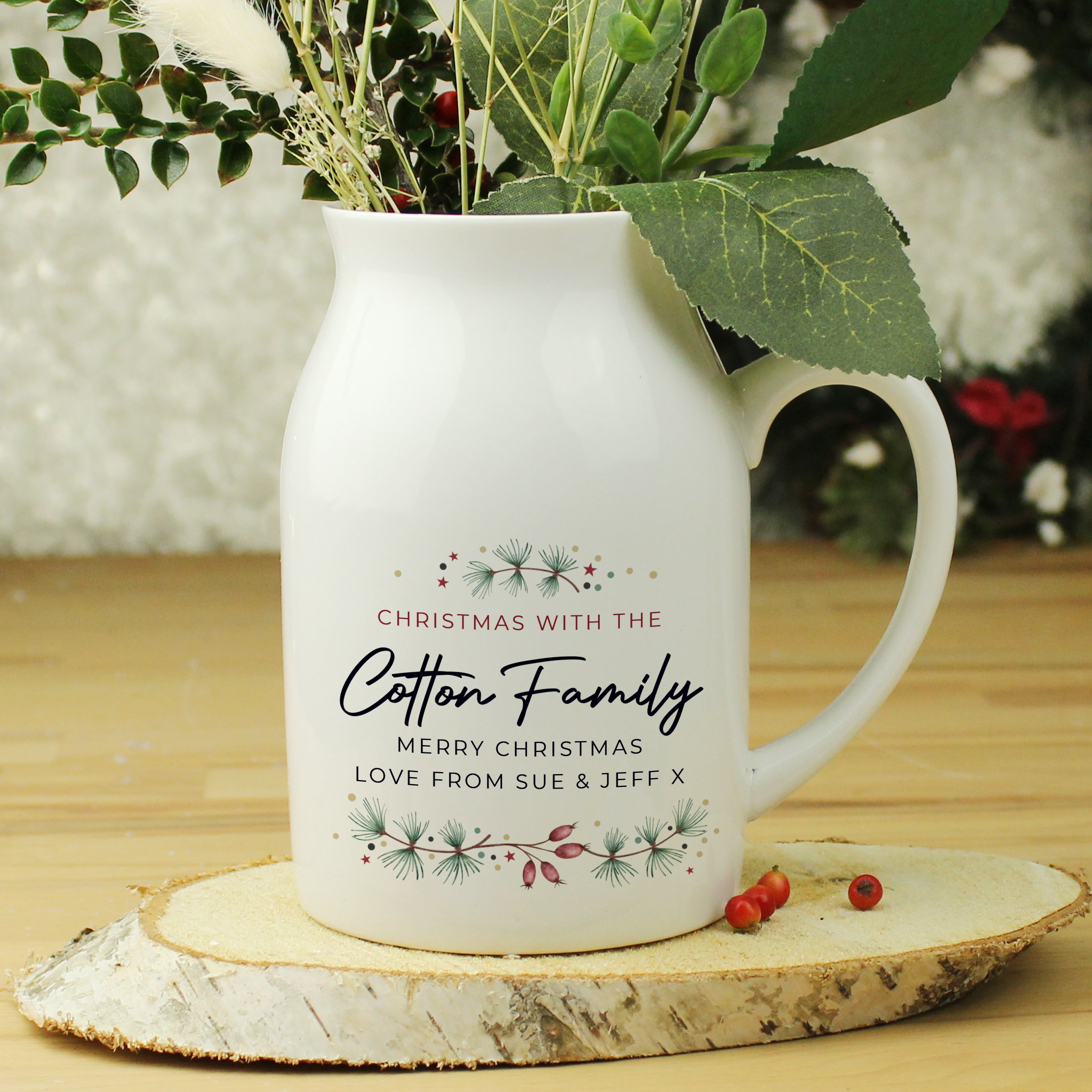 Personalised Christmas Flower Jug from Heartfelt Gifts