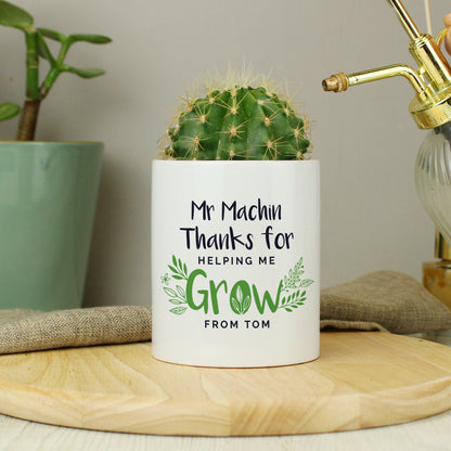 Personalised Thanks For Helping Me Grow Ceramic Storage Pot from Heartfelt Gifts