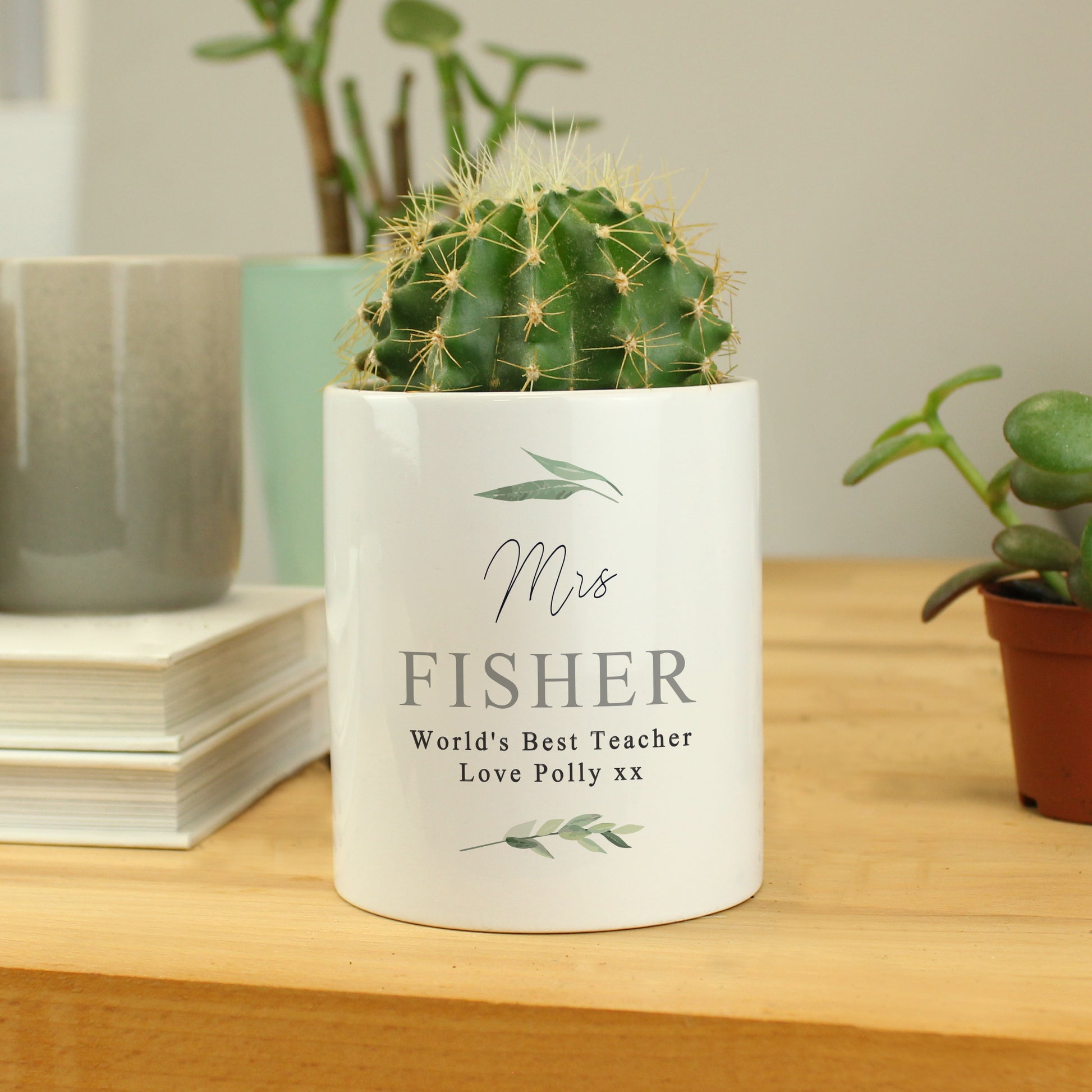 Personalised Free Text Botanical Ceramic Storage Pot from Heartfelt Gifts