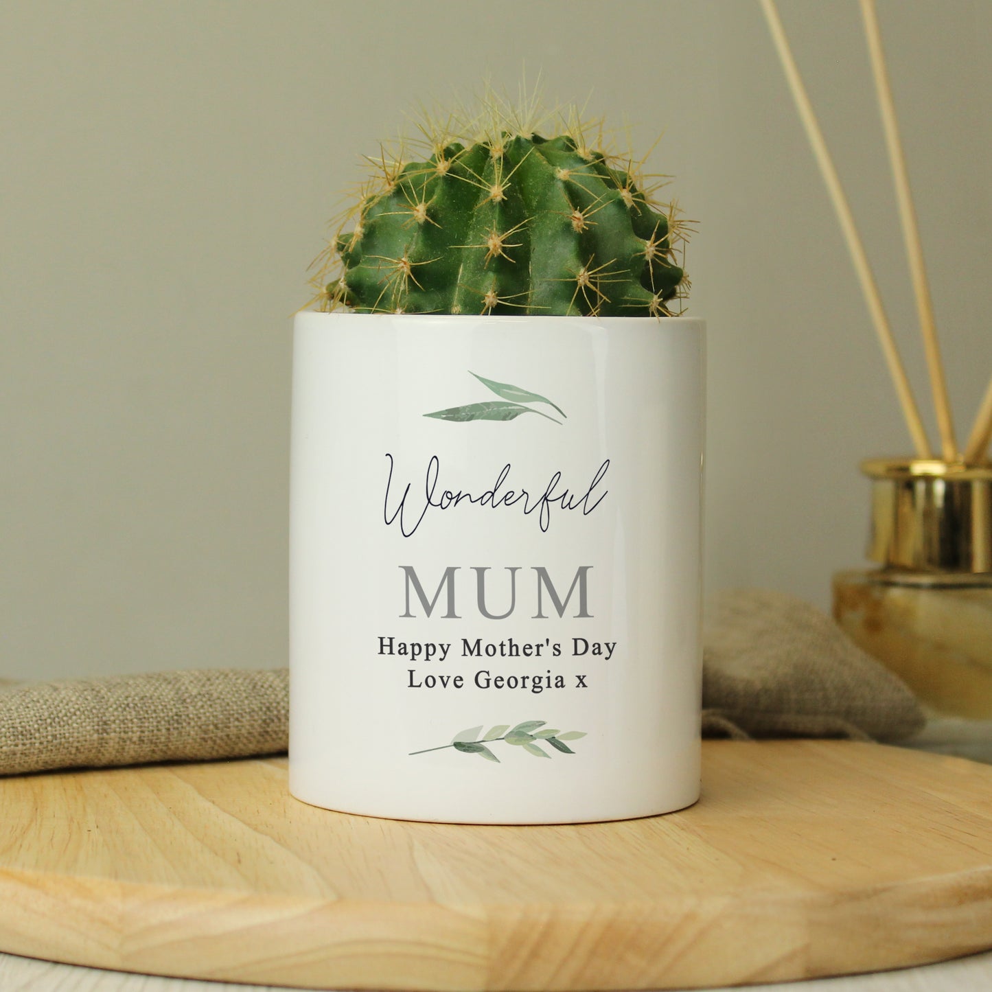 Personalised Free Text Botanical Ceramic Storage Pot - image 2
