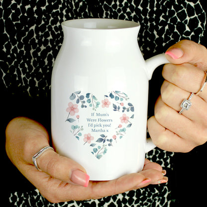 Personalised Floral Heart Flower Jug from Heartfelt Gifts