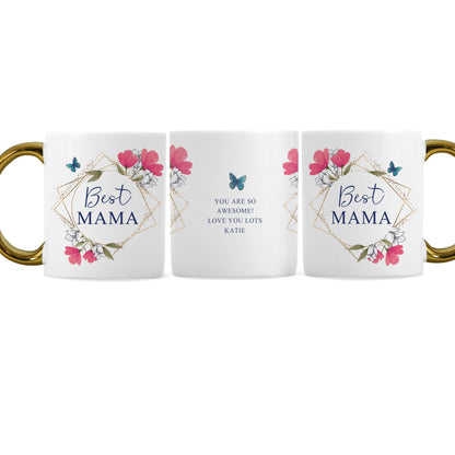 Personalised Geometric Floral Gold Handle Mug - image 5