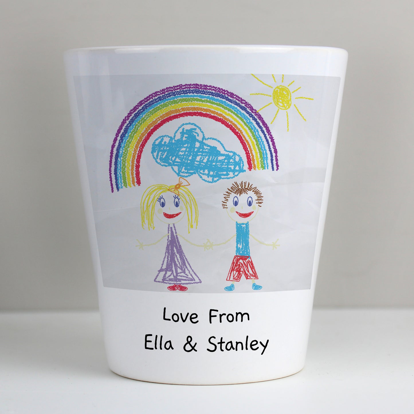 Personalised Childrens Drawing Photo Upload Plant Pot - image 2