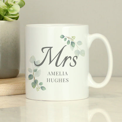 Personalised Botanical Mrs Mug from Heartfelt Gifts