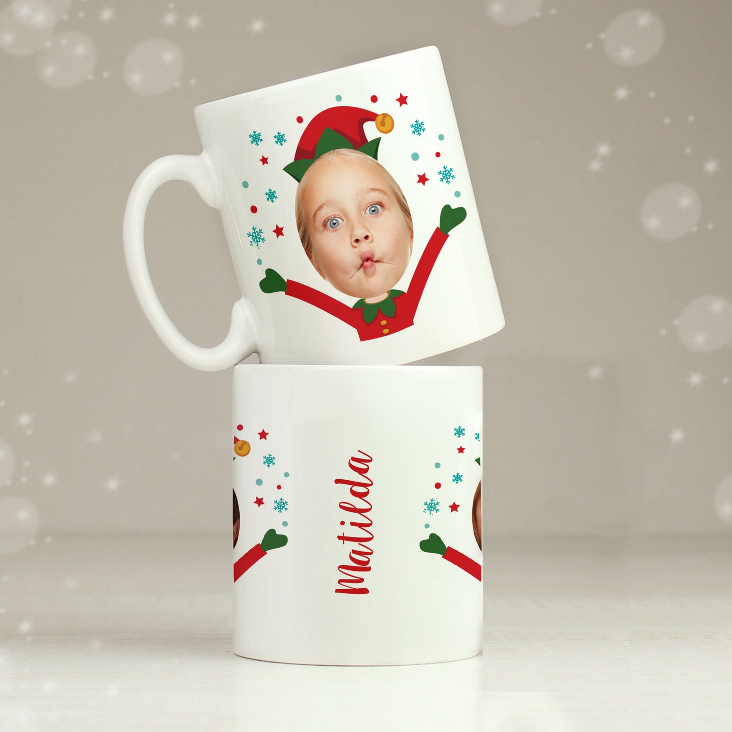 Personalised Photo Upload Christmas Elf Mug from Heartfelt Gifts