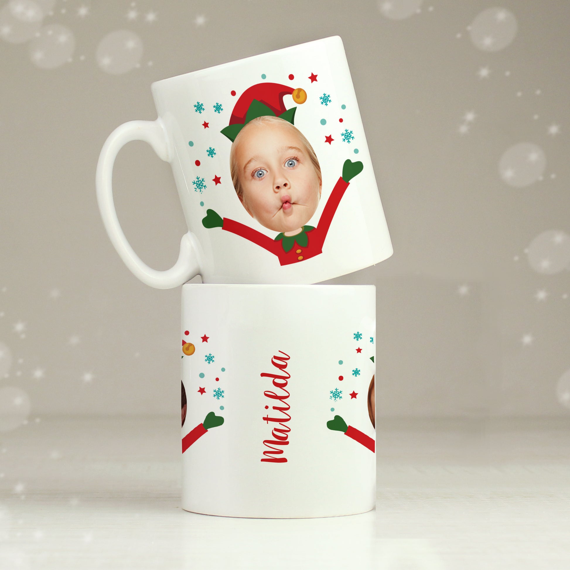 Personalised Photo Upload Christmas Elf Mug from Heartfelt Gifts