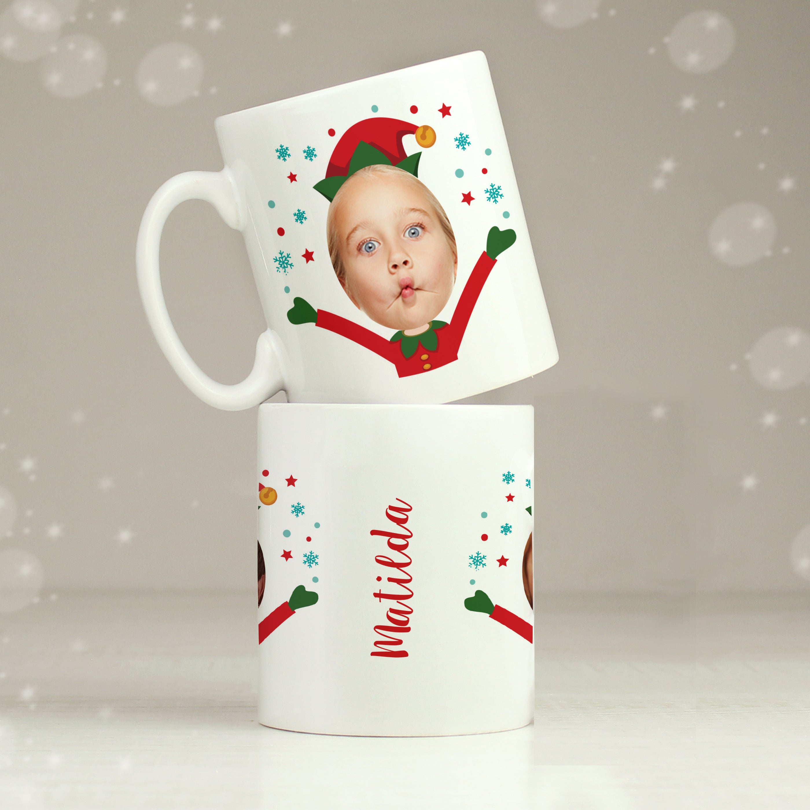 Personalised Photo Upload Christmas Elf Mug from Heartfelt Gifts