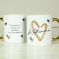 Personalised Hearts Gold Handled Mug from Heartfelt Gifts