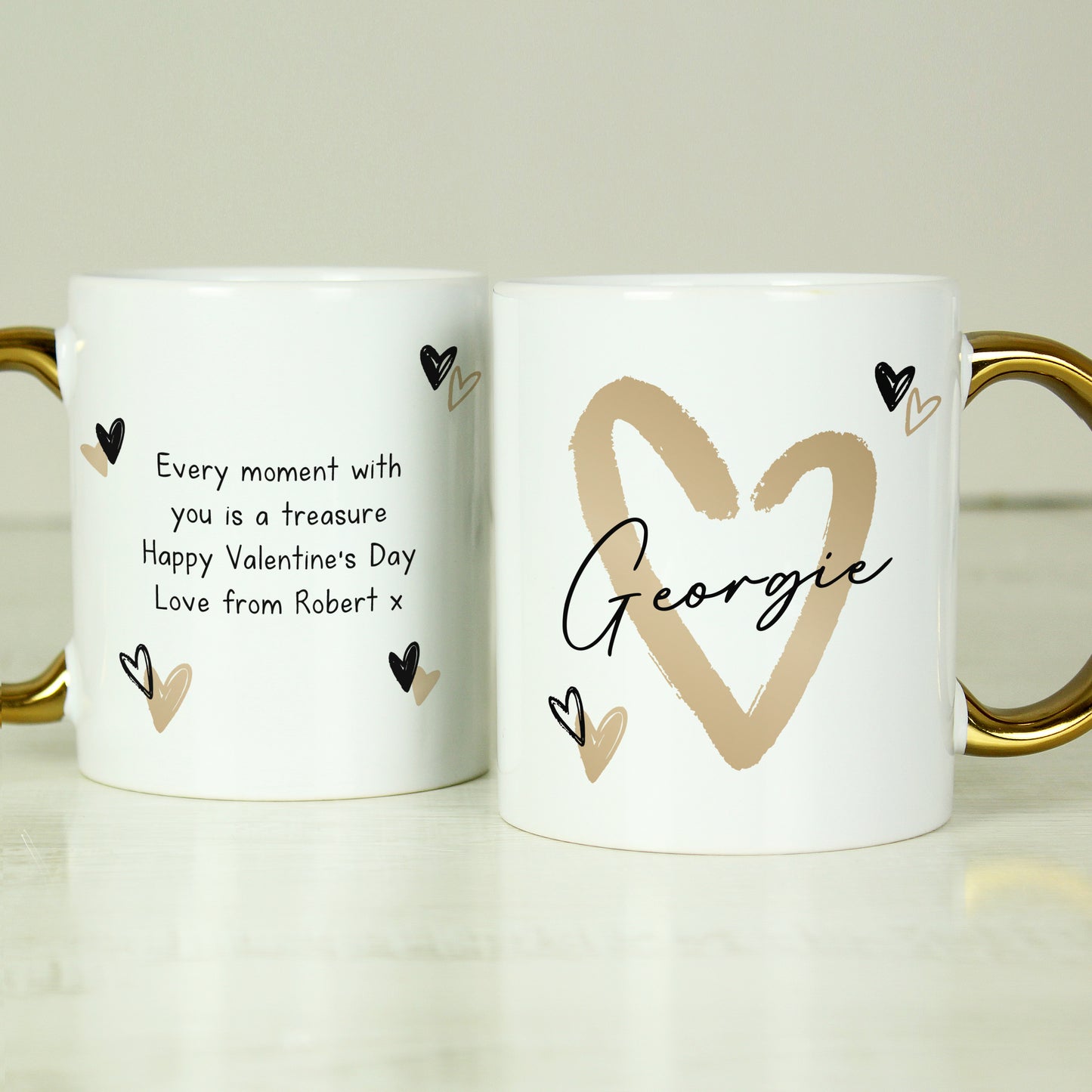 Personalised Hearts Gold Handled Mug - image 3