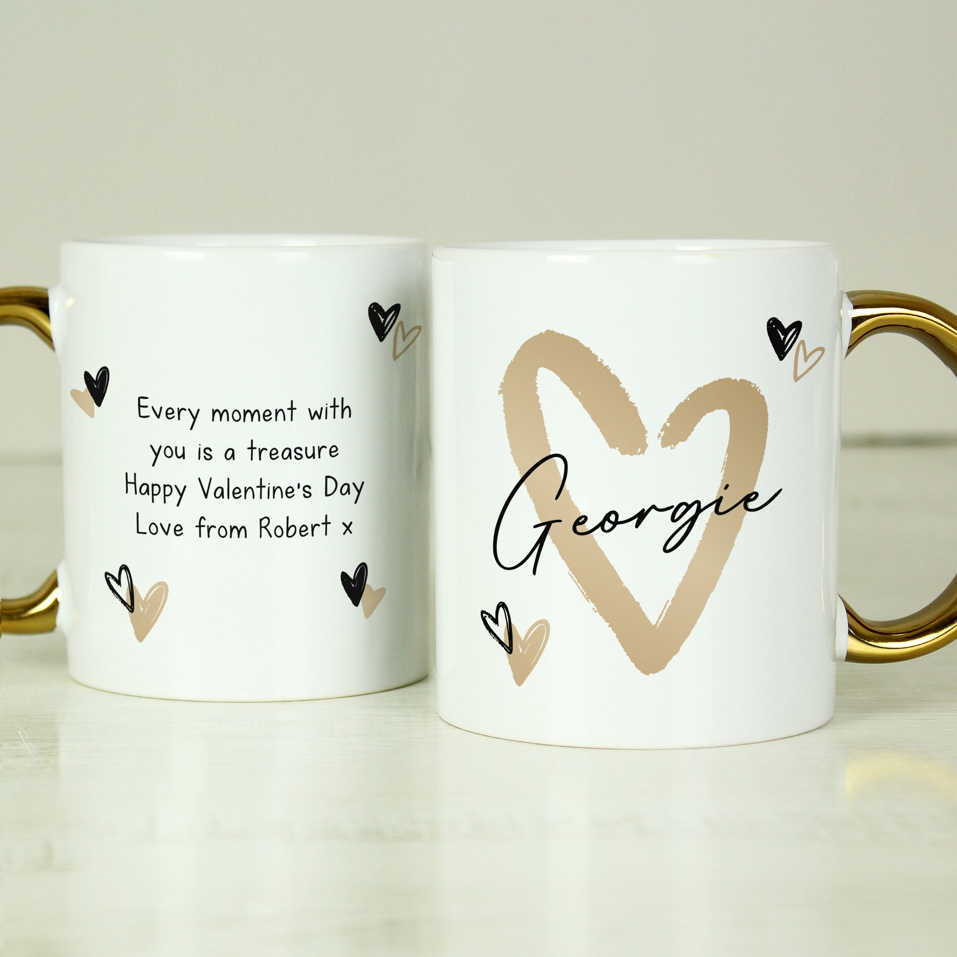 Personalised Hearts Gold Handled Mug - image 3