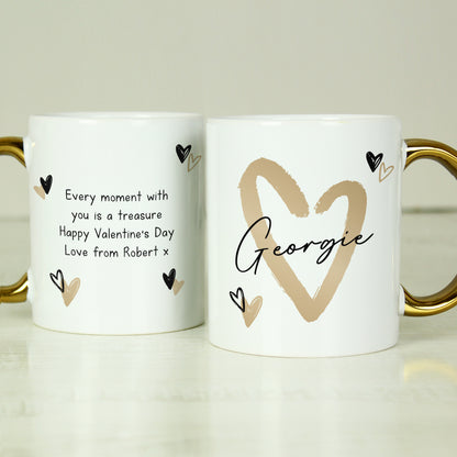 Personalised Hearts Gold Handled Mug - image 3