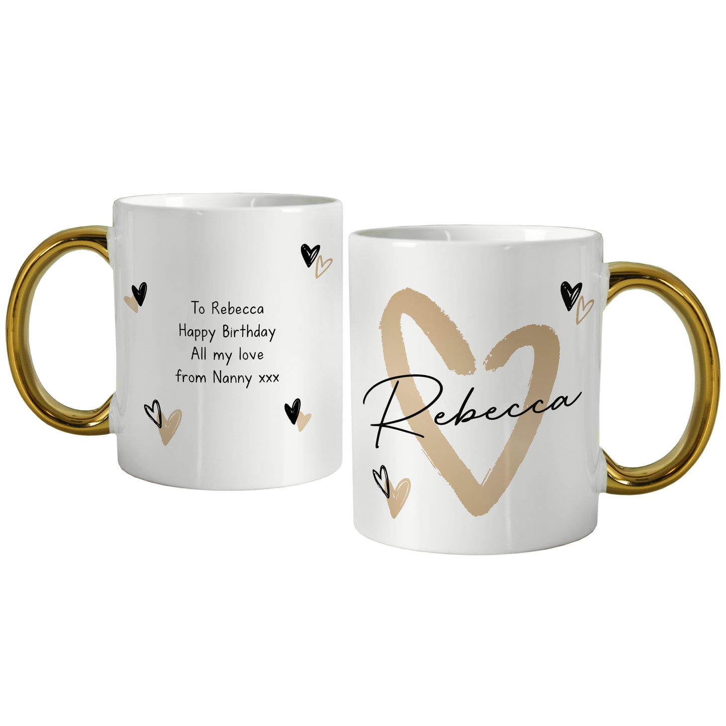 Personalised Hearts Gold Handled Mug - image 5