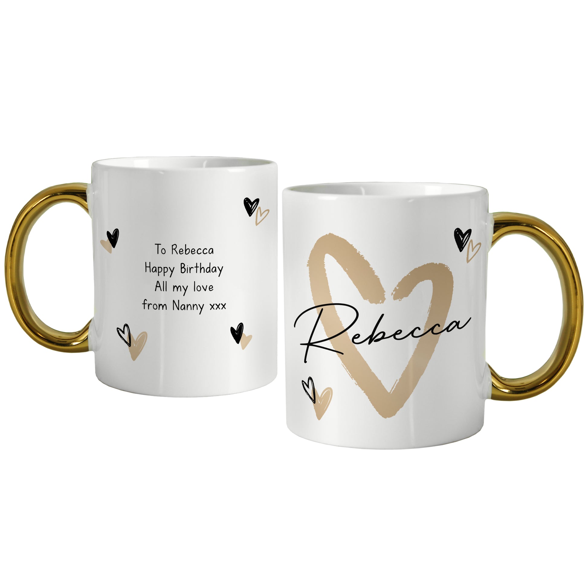 Personalised Hearts Gold Handled Mug - image 5
