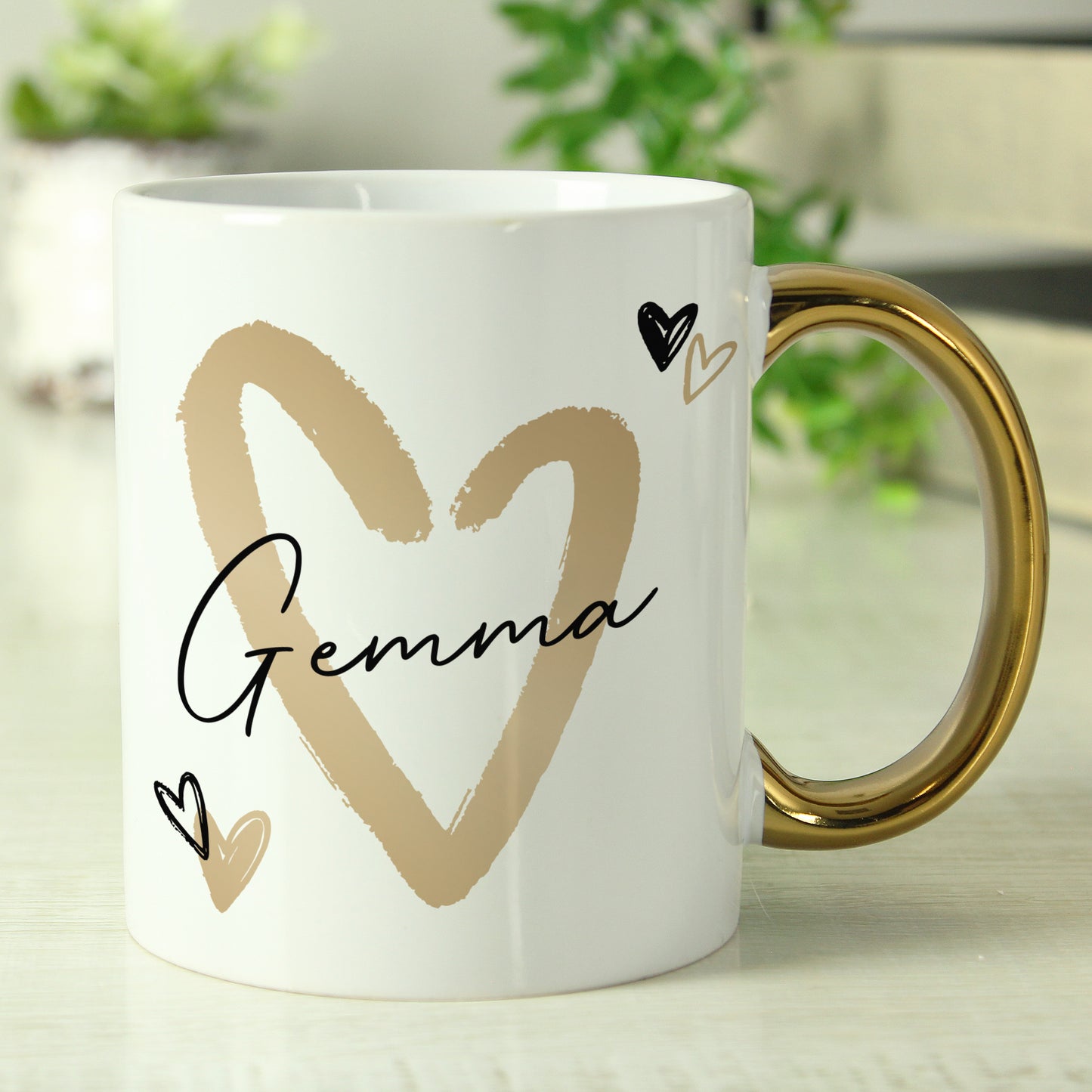 Personalised Hearts Gold Handled Mug - image 6