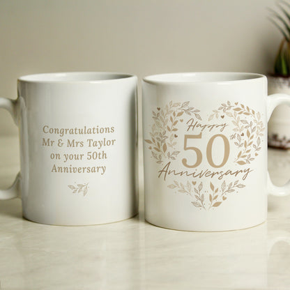 Personalised 50th Golden Wedding Anniversary Mug from Heartfelt Gifts