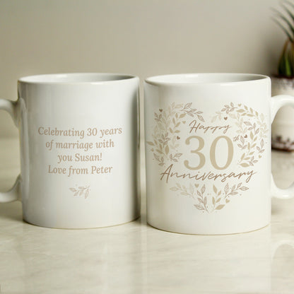 Personalised 30th Pearl Wedding Anniversary Mug from Heartfelt Gifts