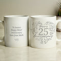 Personalised 25th Silver Wedding Anniversary Mug from Heartfelt Gifts