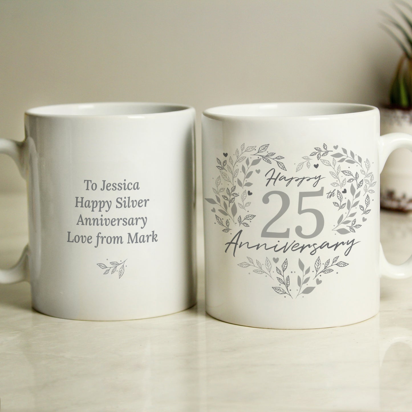 Personalised 25th Silver Wedding Anniversary Mug from Heartfelt Gifts