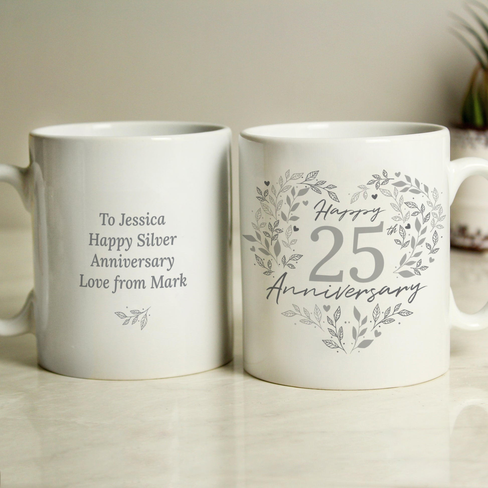 Personalised 25th Silver Wedding Anniversary Mug from Heartfelt Gifts