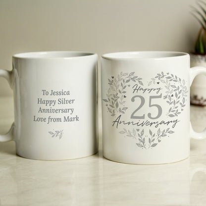 Personalised 25th Silver Wedding Anniversary Mug from Heartfelt Gifts