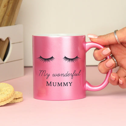 Personalised Eyelashes Pink Glitter Mug from Heartfelt Gifts