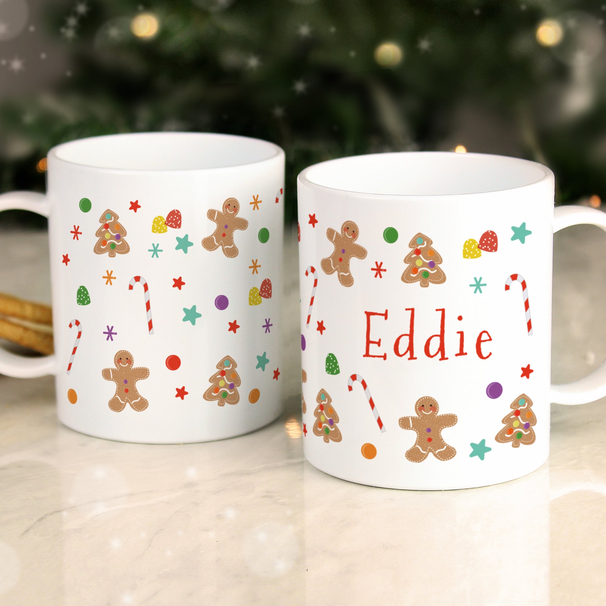 Personalised Gingerbread Pattern Plastic Mug - image 3